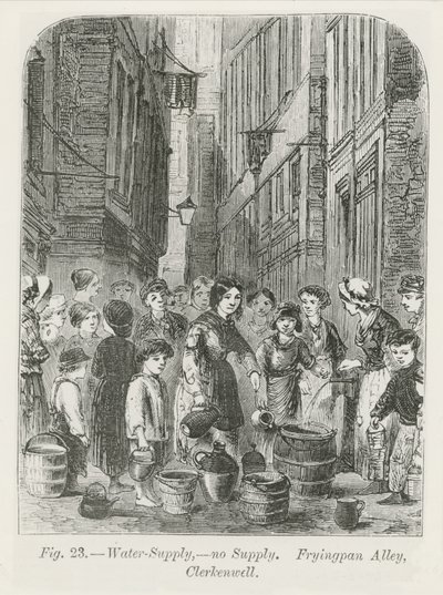 Die Wasserversorgung in Fryingpan Alley, Clerkenwell, 1864 von English School